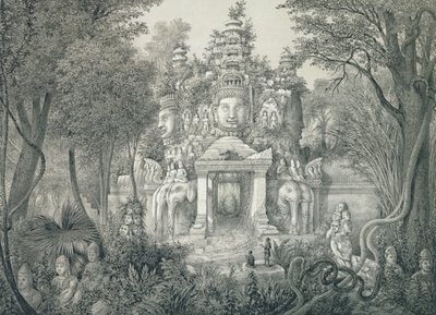 A portal at Angkor Thom, 1873 by Louis Delaporte